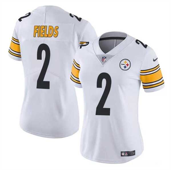 Women%27s Pittsburgh Steelers #2 Justin Fields White Vapor Football Stitched Jersey Dzhi
